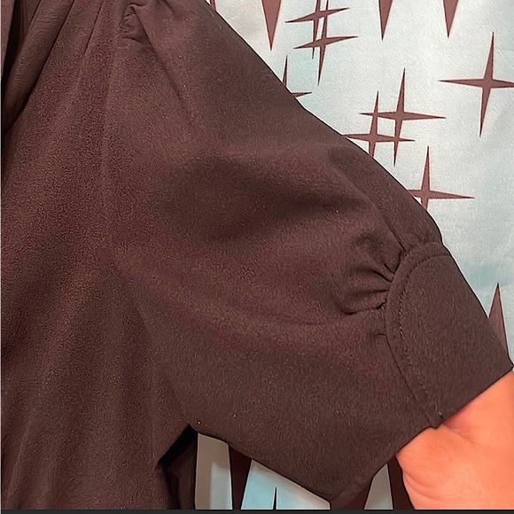 Puff Sleeve Peplum Collared Tie Neck Button Down Blouse-sz Medm - Picture 3 of 8